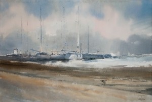 "Near the pier. Windy day" watercolor on paper, 38 x 56, 2011