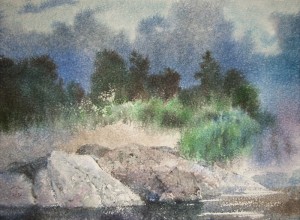 "Near the stony shore" watercolor on paper, 56 x 76, 2011
