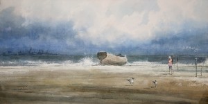"The boat" watercolor on paper, 32 x 64, 2011