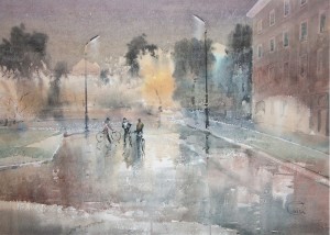 "Autumn evening", watercolor on paper, 50 x 70. 2011