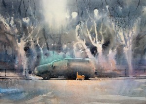 "Red cat" watercolor on paper, 50 x 70, 2011