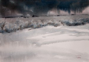 "The edge of a field" watercolor on paper, 43 x 61, 2012