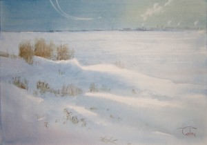 "A trace of an aircraft" watercolor on paper, 35 x 50, 2012