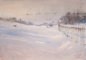 "Beside the frozen bay" watercolor on paper, 35 x 50, 2012