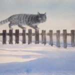 "Bar cat - II" watercolor on paper, 43 x 61, 2012