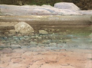 "Rocky shore" watercolor on paper, 37 x 50, 2012