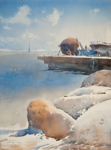 "At work midday" watercolor on paper, 38 x 28, 2012