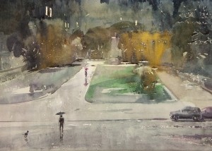 "Rainy evening" watercolor on paper, 43 x 61, 2012