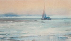 "Lowering the sail" watercolor on paper, 35 x 60, 2013