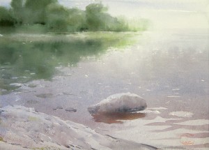 "Quiet surface of a bay" watercolor on paper, 41 x 57, 2013