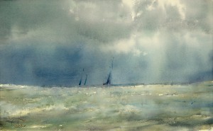 "Under cloudy skies" watercolor on paper, 35 x 56, 2013