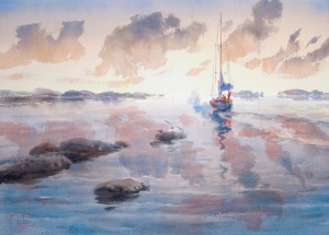 "Clouds & reflections" watercolor on paper, 41 x 56, 2014