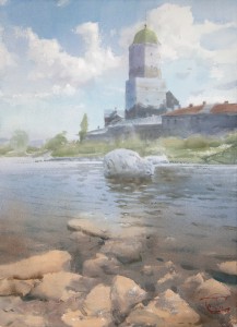 "Coast near the Vyborg Castle" watercolor on paper, 56 x 41, 2014