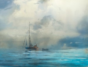 "The distant show of the storm clouds" watercolor on paper, 46 x 61, 2015