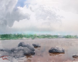 "The bright day of northern summer" watercolor on paper, 26 x 33, 2015