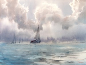 "Under the shining clouds" watercolor on paper, 56 x 76, 2016