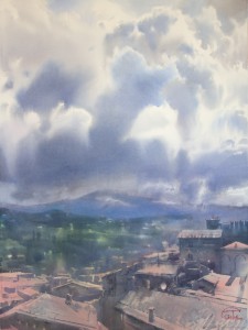 "The Sky of Piemont" watercolor on paper, 76 x 56, 2018