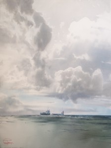 "The low sun, the high clouds" watercolor on paper, 76 x 57, 2018