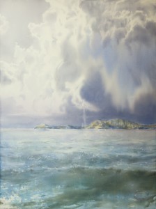 "The thunderstorm passes by" watercolor on paper, 76 x 56, 2018