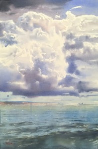 "The sunshiny path along the shore" watercolor on paper, 56 x 38, 2018