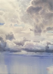 "The time of the summer thunderstorms" watercolor on paper, 77 x 56, 2019