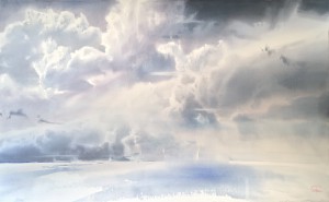 "The soft wings of a thunderstorm" - III, watercolor on paper, 65x105, 2020