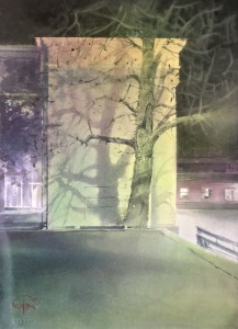 "Night train" watercolor on paper, 56 x 41, 2020