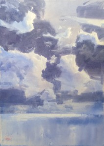 A slow flow of the dark and light clouds - II. Watercolor on paper. 60 x 42 cm. 2021