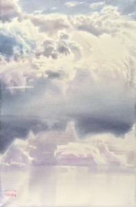 Sun, clouds, and wind. Watercolor on paper. 56 x 38. 2021