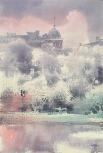 City. The hoarfrost. Watercolor on paper. 56 x 38 cm. 2021