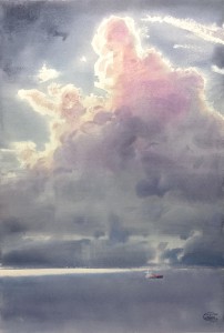 The last hot rays of the daylight. Watercolor on paper. 56 x 38.