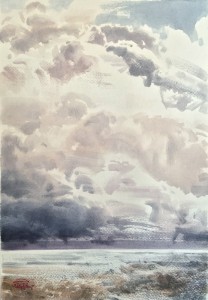 The shining peaks and gorges of the clouds. Watercolor on paper 42 x 29 cm. 2022