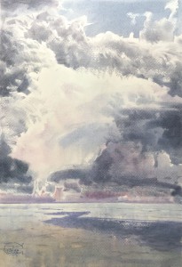 The soft wings of a thunderstorm - IV. Watercolor on paper. 42 x 29 cm.