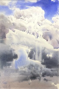 Pathway through the clouds - III. Watercolor on paper. 56 x 38. 2023