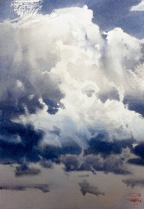 Along the Cloudy World's ridges and valleys - IV. Watercolor on paper. 25,9 x 17,9 cm. 2023