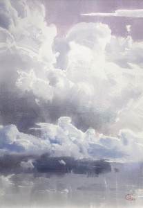 The Runners through the Sky Depth - IV. Watercolor on paper. 56 x 38 cm. 2024