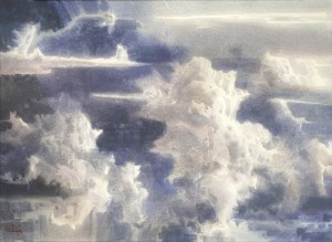 The Sky Deepness' Flow - Variant I. Watercolor on paper. 56 x 76 cm. 2024