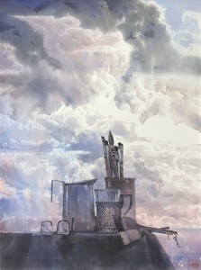 Still life with the cloudy skies. Watercolor on paper. 76 x 56 cm. 2024