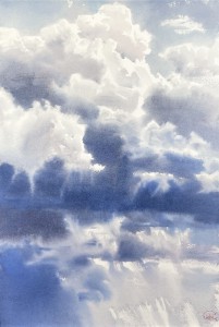 Flying along the far-height. Watercolor on paper. 56 x 38 cm. 2024